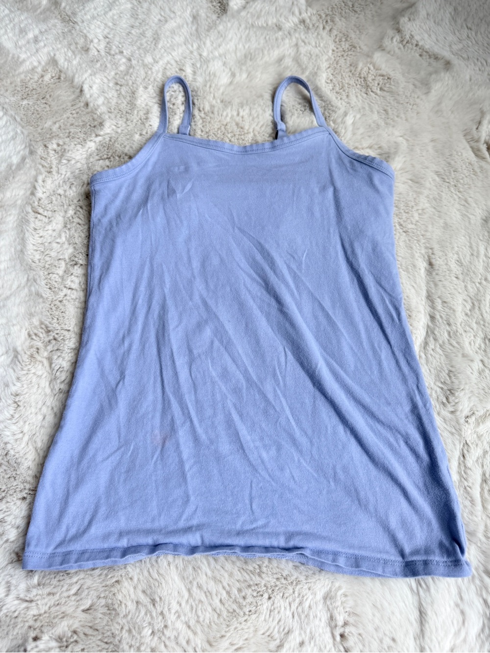 Duluth Trading Co periwinkle Spaghetti adjustable Strap Camisole with shelf bra